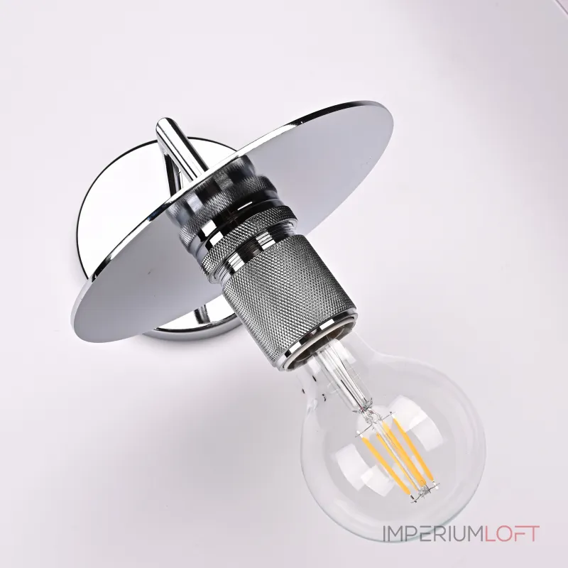 Бра RH Utilitaire Knurled Disk Shade Sconce Silver от ImperiumLoft