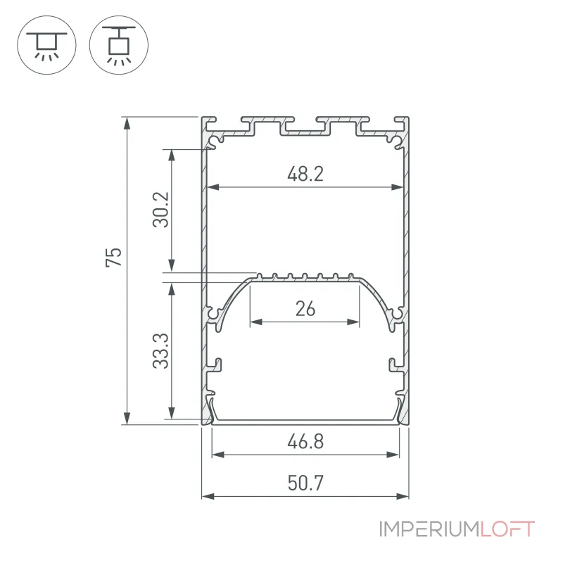 Профиль LINE-S-5075-2000 BLACK Arlight Алюминий 041847 от ImperiumLoft Профиль LINE-S-5075-2000 BLACK Arlight Алюминий 041847 от ImperiumLoft
