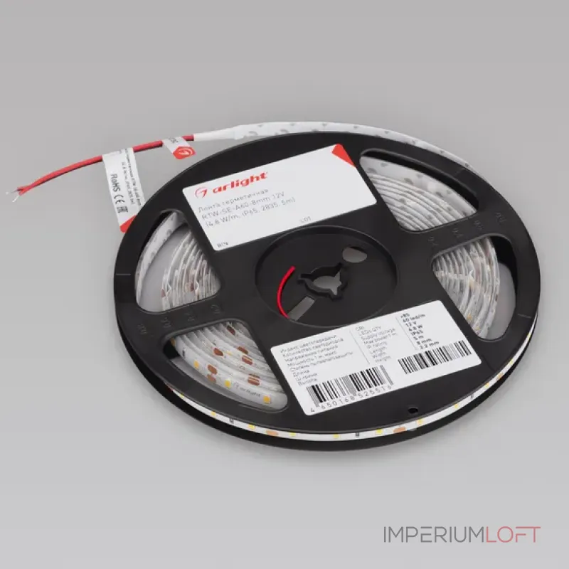 Arlight Лента герметичная RTW-SE-A60-8mm 12В Warm3000 4.8 В/м IP65 2835 5м 4.8 Вт/м IP65 014795(2) от ImperiumLoft