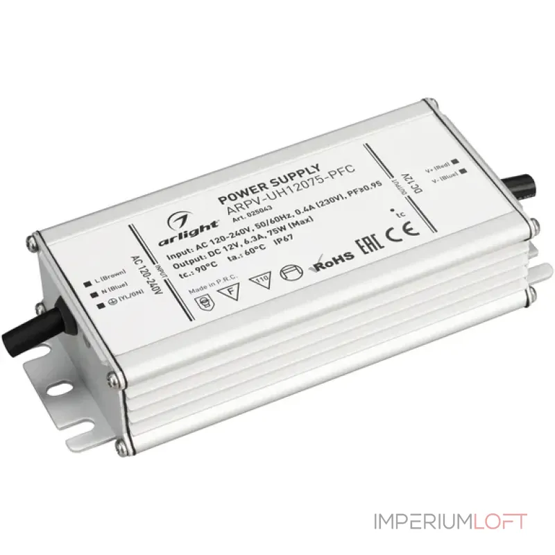 Arlight Блок питания ARPV-UH12075-PFC 12В 6.3A 75Вт IP67 025043 от ImperiumLoft Arlight Блок питания ARPV-UH12075-PFC 12В 6.3A 75Вт IP67 025043 от ImperiumLoft
