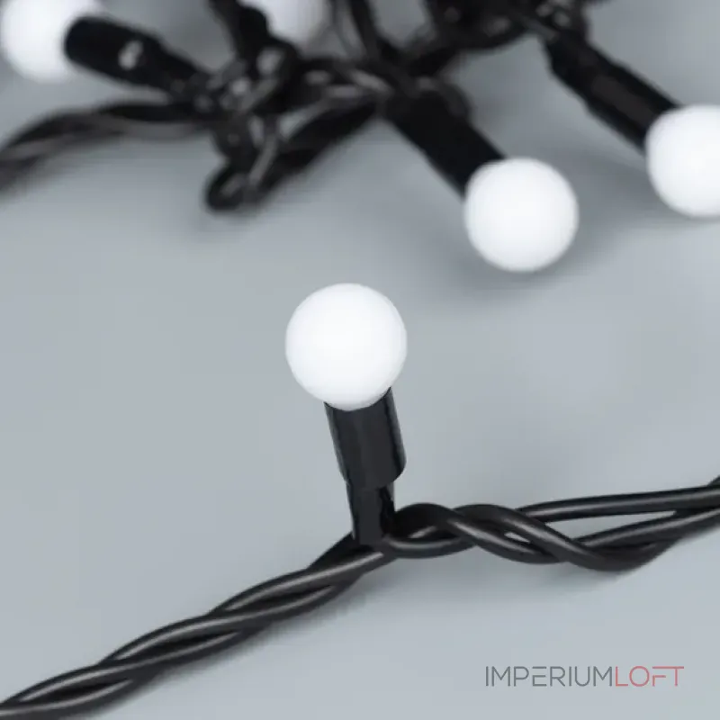 Arlight Светодиодная гирлянда ARD-BALL-CLASSIC-D13-10000-BLACK-100LED WHITE 230В 7Вт Ardecoled IP65 025571 от ImperiumLoft