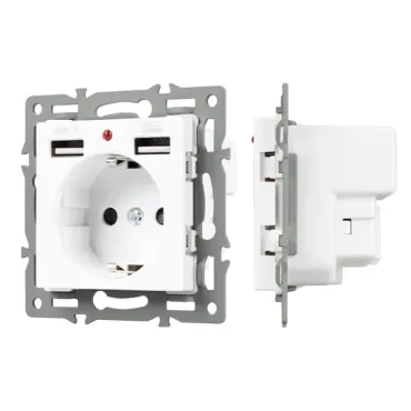 Arlight Механизм розетки с USB зарядкой SCT-MUAA-PL-WH 250В 16A 043733