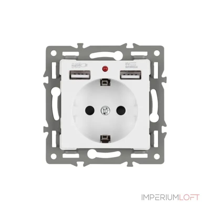 Arlight Механизм розетки с USB зарядкой SCT-MUAA-PL-WH 250В 16A 043733 от ImperiumLoft