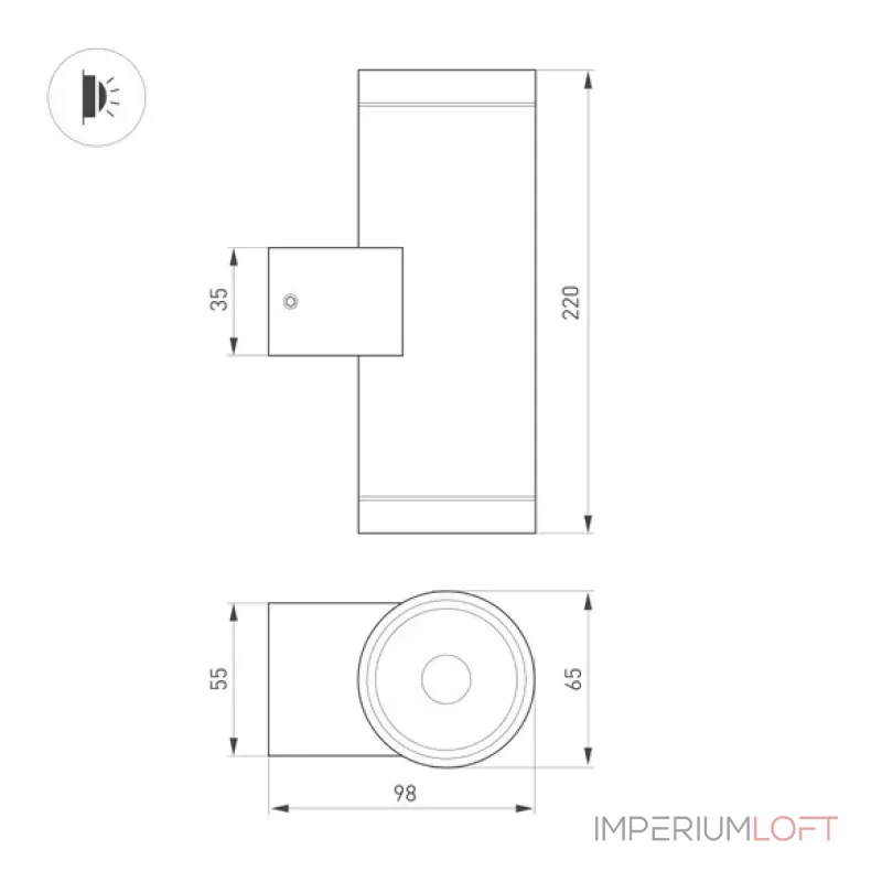 Arlight Светильник LGD-RAY-WALL-TWIN-R65-2x12Вт Warm3000 GR 6 deg 230В IP65 044231 от ImperiumLoft