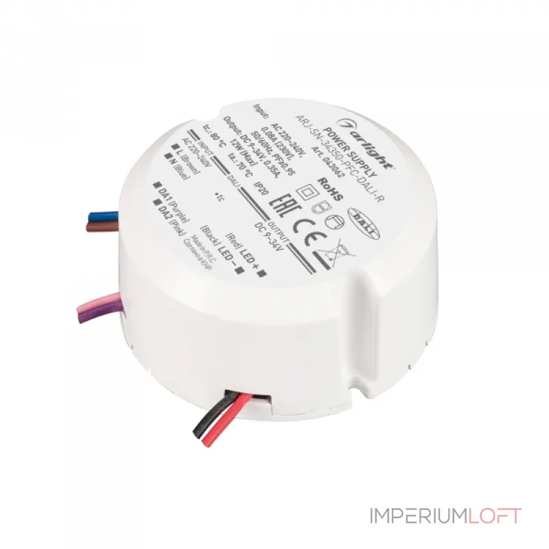 Arlight Блок питания ARJ-SN-34350-PFC-DALI-R 12Вт 9-34В 0.35A IP20 043062 от ImperiumLoft Arlight Блок питания ARJ-SN-34350-PFC-DALI-R 12Вт 9-34В 0.35A IP20 043062 от ImperiumLoft