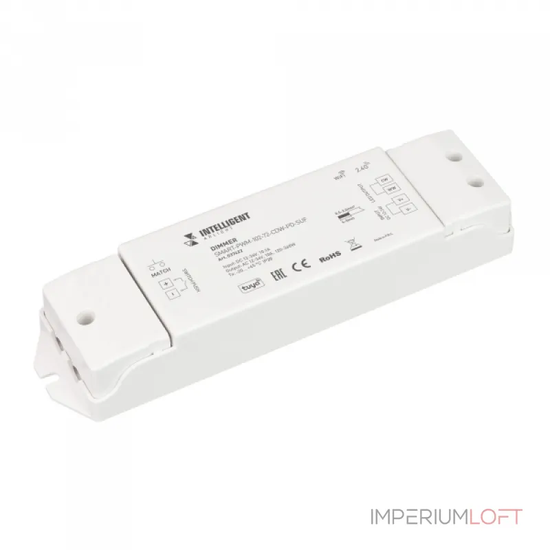 Arlight INTELLIGENT ARLIGHT Диммер SMART-PWM-102-72-CDW-PD-SUF 12-36В 2x5A TUYA Wi-Fi 2.4G IARL IP20 037422 от ImperiumLoft