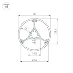 Профиль ROUND-D36-360-2500 ANOD BLACK Arlight Алюминий 050250 от ImperiumLoft