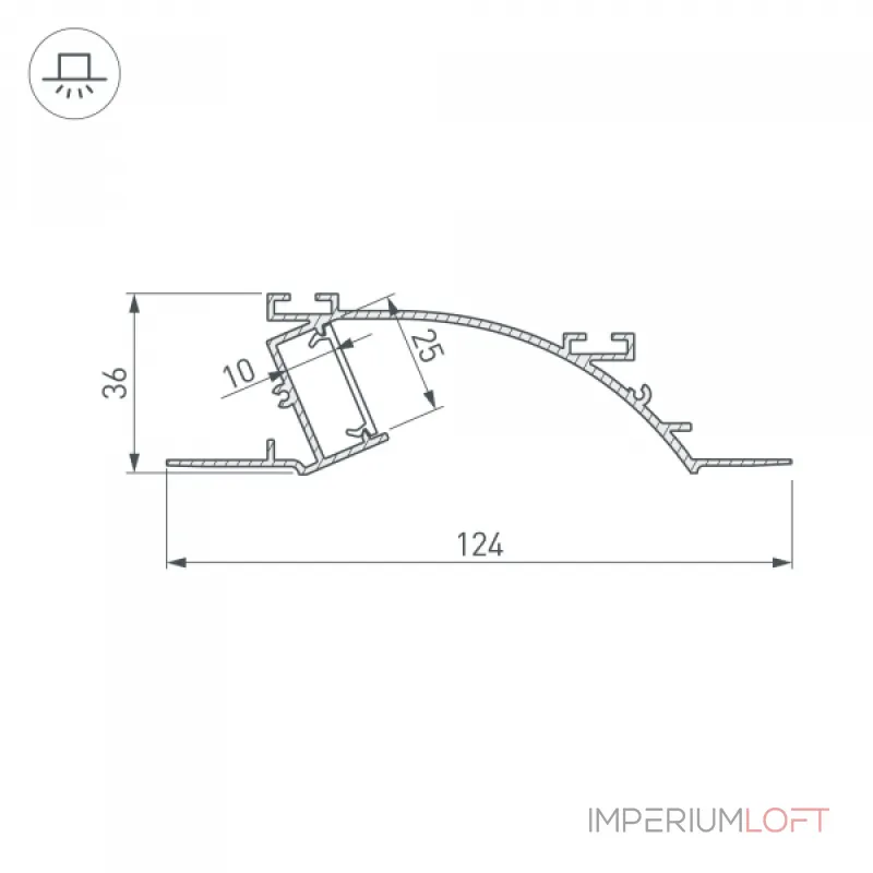 Arlight Профиль с экраном ALM-ARC-SINGLE-2000 ANOD+FROST Алюминий 029850 от ImperiumLoft