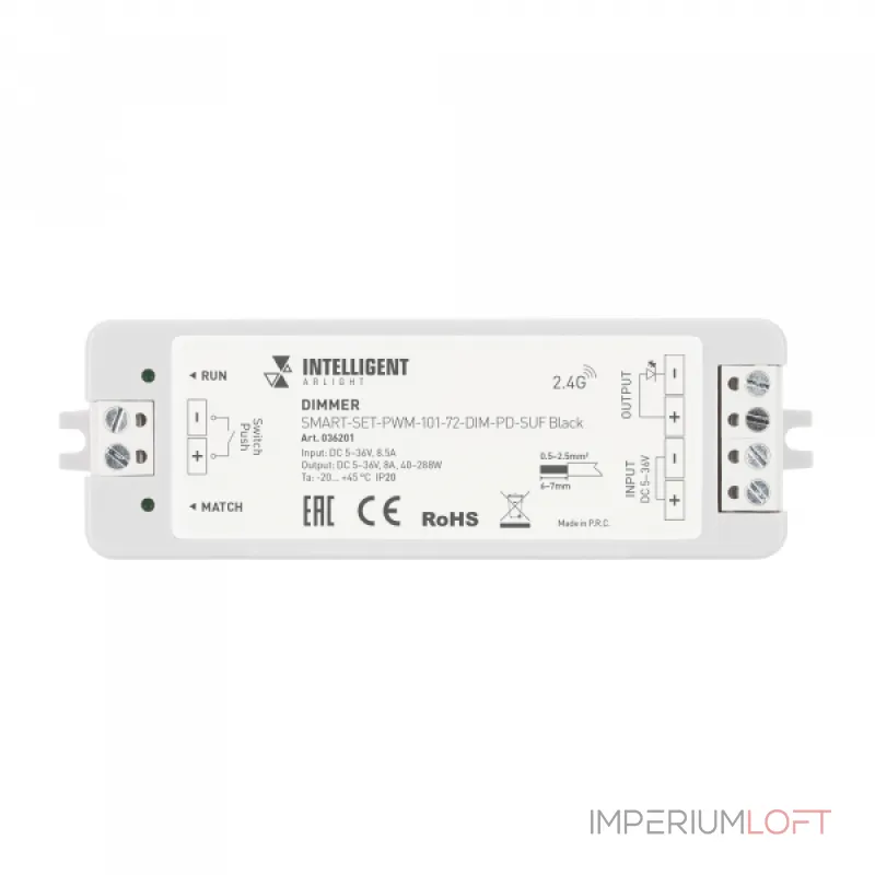 Arlight INTELLIGENT ARLIGHT Диммер SMART-SET-PWM-101-72-DIM-PD-SUF Black 5-36В 1x8A x4 ПДУ 13кн 2.4G IARL IP20 036201 от ImperiumLoft Arlight INTELLIGENT ARLIGHT Диммер SMART-SET-PWM-101-72-DIM-PD-SUF Black 5-36В 1x8A x4 ПДУ 13кн 2.4G IARL IP20 036201 от ImperiumLoft