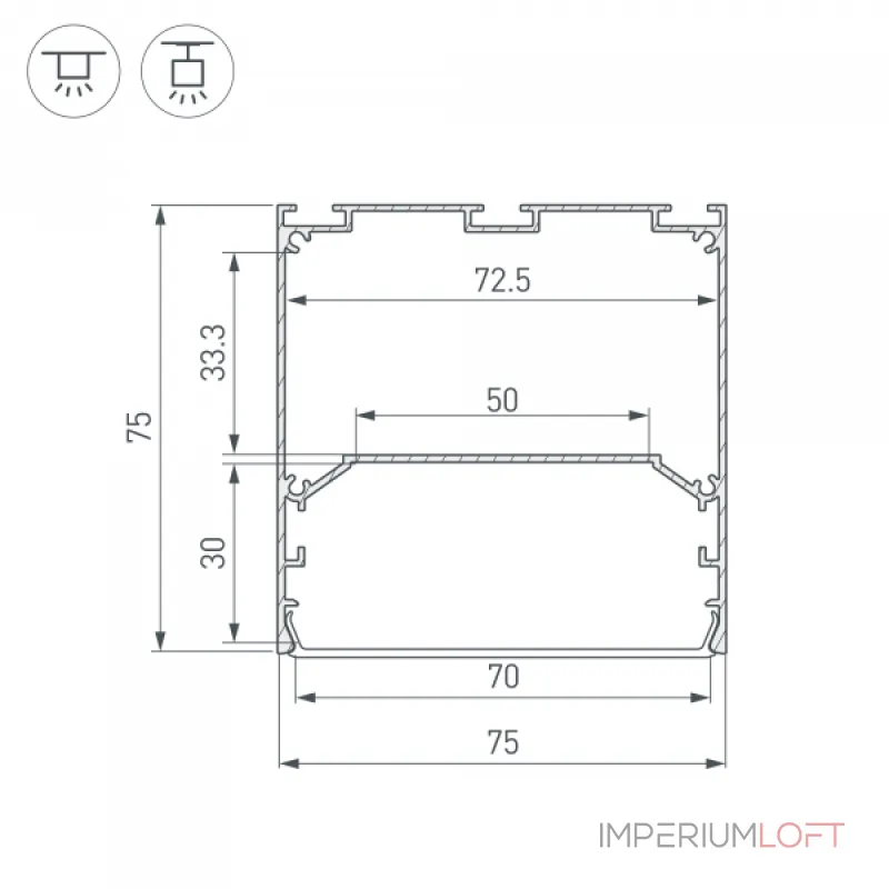 Профиль LINE-S-7575-3000 WHITE Arlight Алюминий 041860 от ImperiumLoft Профиль LINE-S-7575-3000 WHITE Arlight Алюминий 041860 от ImperiumLoft