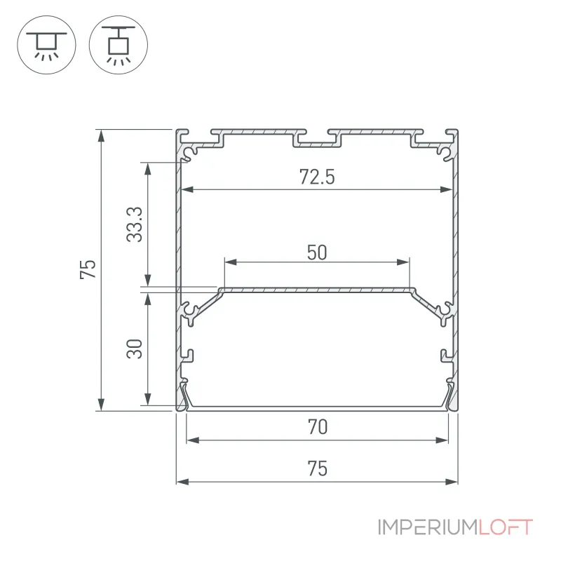 Профиль LINE-S-7575-3000 WHITE Arlight Алюминий 041860 от ImperiumLoft Профиль LINE-S-7575-3000 WHITE Arlight Алюминий 041860 от ImperiumLoft