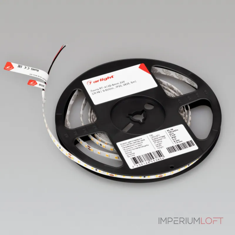 Arlight Светодиодная лента RT-A120-8mm 24В Warm3000 CRI98 9.6 В/м IP20 2835 5м 027936(2) от ImperiumLoft