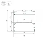 Профиль LINE-S-7575-3000 WHITE Arlight Алюминий 041860 от ImperiumLoft