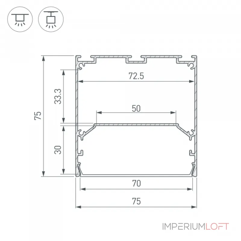 Профиль LINE-S-7575-3000 WHITE Arlight Алюминий 041860 от ImperiumLoft Профиль LINE-S-7575-3000 WHITE Arlight Алюминий 041860 от ImperiumLoft
