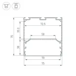 Профиль LINE-S-7575-3000 WHITE Arlight Алюминий 041860 от ImperiumLoft