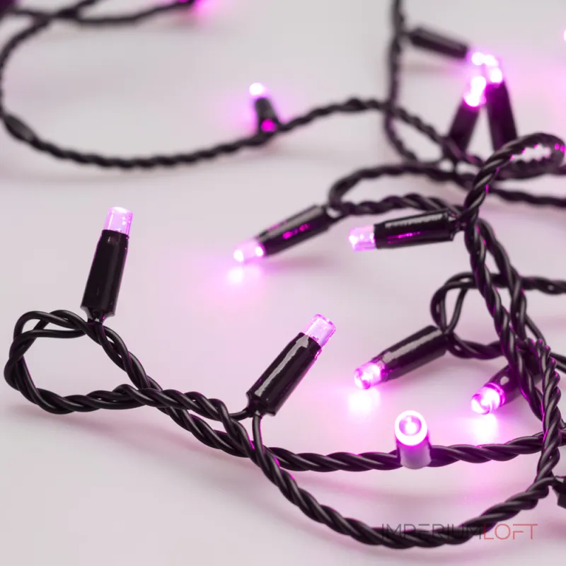 Arlight Светодиодная гирлянда ARD-STRING-CLASSIC-10000-BLACK-100LED-STD PINK 230В 7Вт Ardecoled IP65 025806 от ImperiumLoft