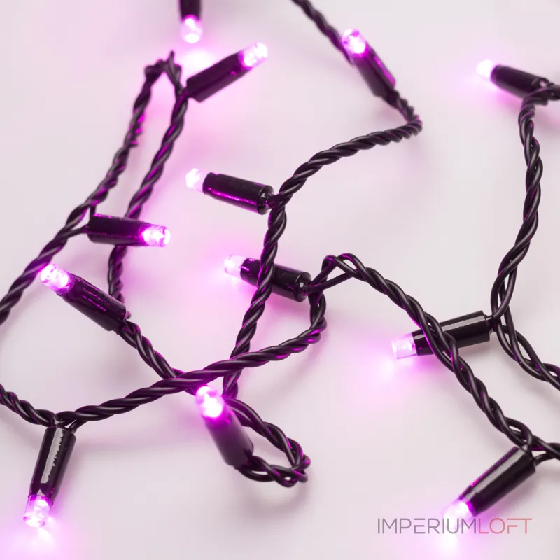 Arlight Светодиодная гирлянда ARD-STRING-CLASSIC-10000-BLACK-100LED-STD PINK 230В 7Вт Ardecoled IP65 025806 от ImperiumLoft