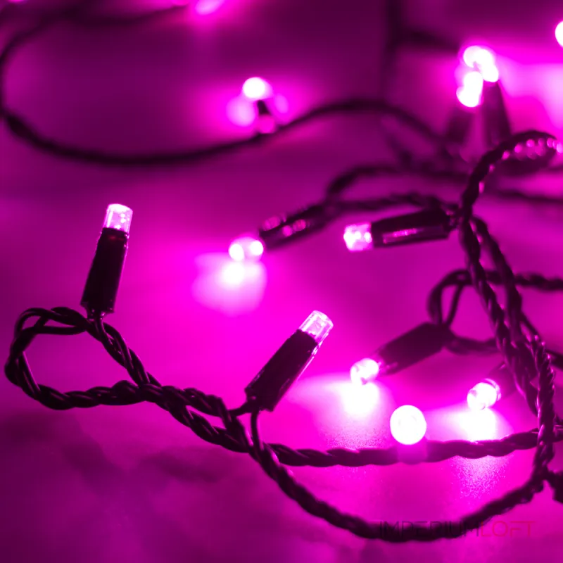 Arlight Светодиодная гирлянда ARD-STRING-CLASSIC-10000-BLACK-100LED-STD PINK 230В 7Вт Ardecoled IP65 025806 от ImperiumLoft