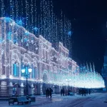 Arlight Светодиодная гирлянда ARD-STRING-CLASSIC-10000-CLEAR-100LED-FLASH BLUE 230В 7Вт Ardecoled IP65 025788 от ImperiumLoft