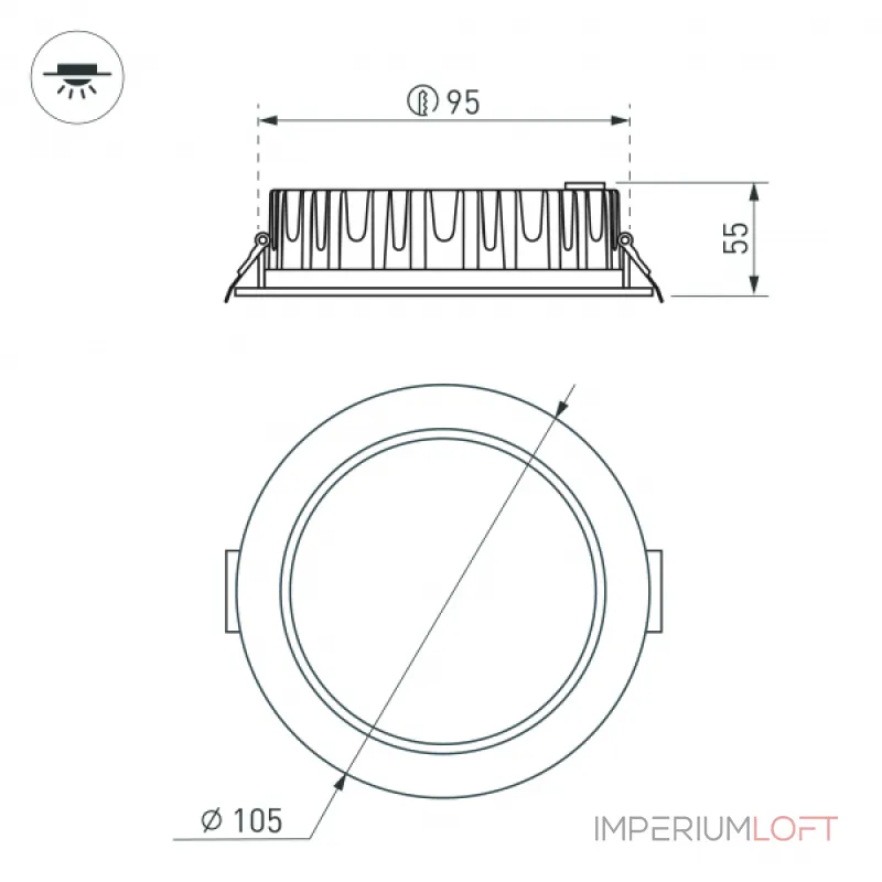 Светильник MS-MIST-BUILT-R105-9Вт Warm3000 WH 110 deg 230В Arlight IP54 041614 от ImperiumLoft