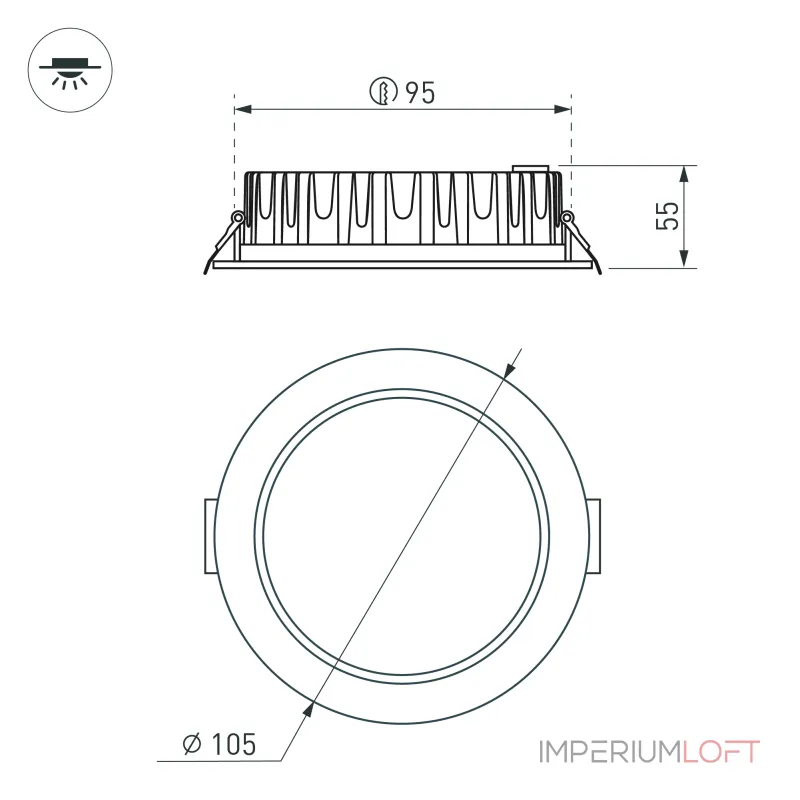 Светильник MS-MIST-BUILT-R105-9Вт Warm3000 WH 110 deg 230В Arlight IP54 041614 от ImperiumLoft