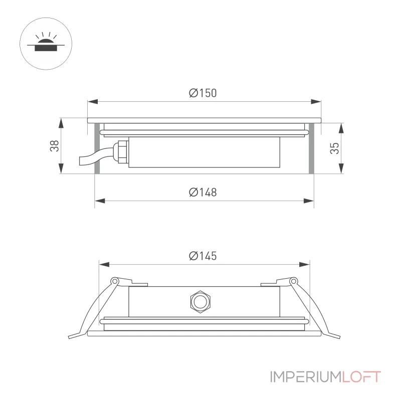 Светильник ART-GROUND-SLIM-R160-15Вт Warm3000 SL 30 deg 24В Arlight IP67 038167 от ImperiumLoft