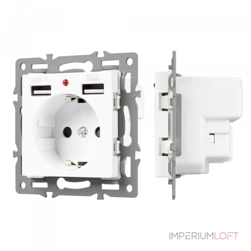 Arlight Механизм розетки с USB зарядкой SCT-MUAA-PL-WH 250В 16A 043733 от ImperiumLoft