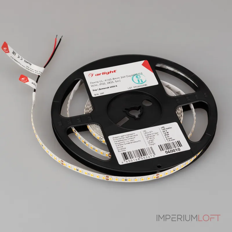 Лента UL-A160-8mm 24В Day4000 12 В/м IP20 2835 5м Arlight 7 лет 040010 от ImperiumLoft Лента UL-A160-8mm 24В Day4000 12 В/м IP20 2835 5м Arlight 7 лет 040010 от ImperiumLoft