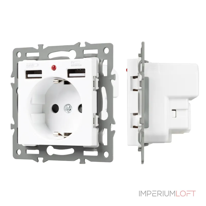 Arlight Механизм розетки с USB зарядкой SCT-MUAA-PL-WH 250В 16A 043733 от ImperiumLoft