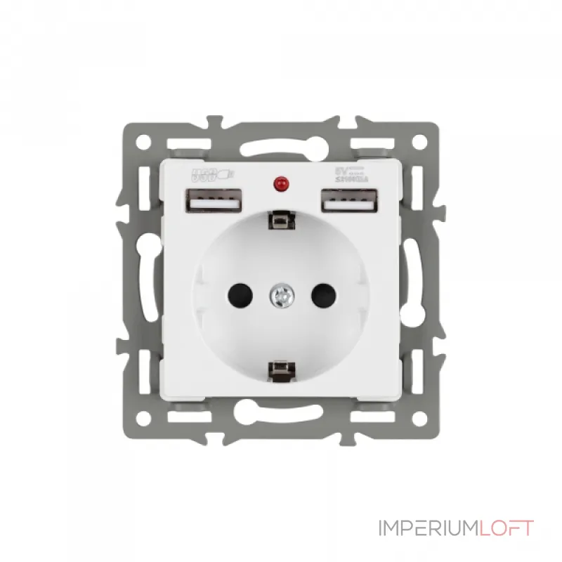 Arlight Механизм розетки с USB зарядкой SCT-MUAA-PL-WH 250В 16A 043733 от ImperiumLoft