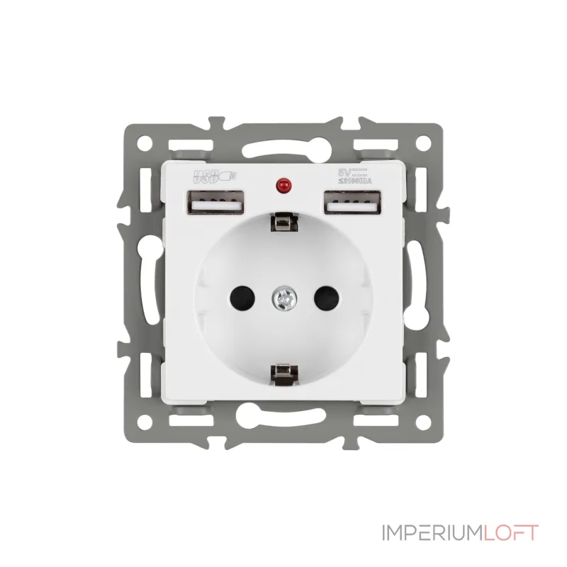 Arlight Механизм розетки с USB зарядкой SCT-MUAA-PL-WH 250В 16A 043733 от ImperiumLoft