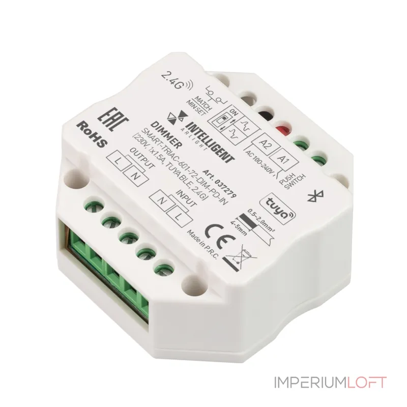 Arlight INTELLIGENT ARLIGHT Диммер SMART-TRIAC-601-72-DIM-PD-IN 230В 1x1.5A TUYA BLE 2.4G IARL IP20 037279 от ImperiumLoft Arlight INTELLIGENT ARLIGHT Диммер SMART-TRIAC-601-72-DIM-PD-IN 230В 1x1.5A TUYA BLE 2.4G IARL IP20 037279 от ImperiumLoft