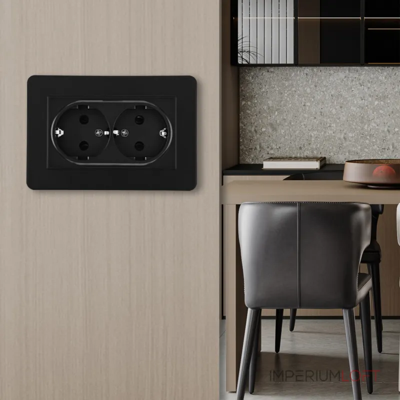 Розетка двойная с заземлением и шторками Arte Milano SET16-double-40-2 black от ImperiumLoft Розетка двойная с заземлением и шторками Arte Milano SET16-double-40-2 black от ImperiumLoft
