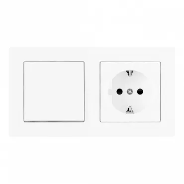 Выключатель одноклавишный с розеткой, заземлением, шторками Arte Milano SET06-2-30-1-40-1 White