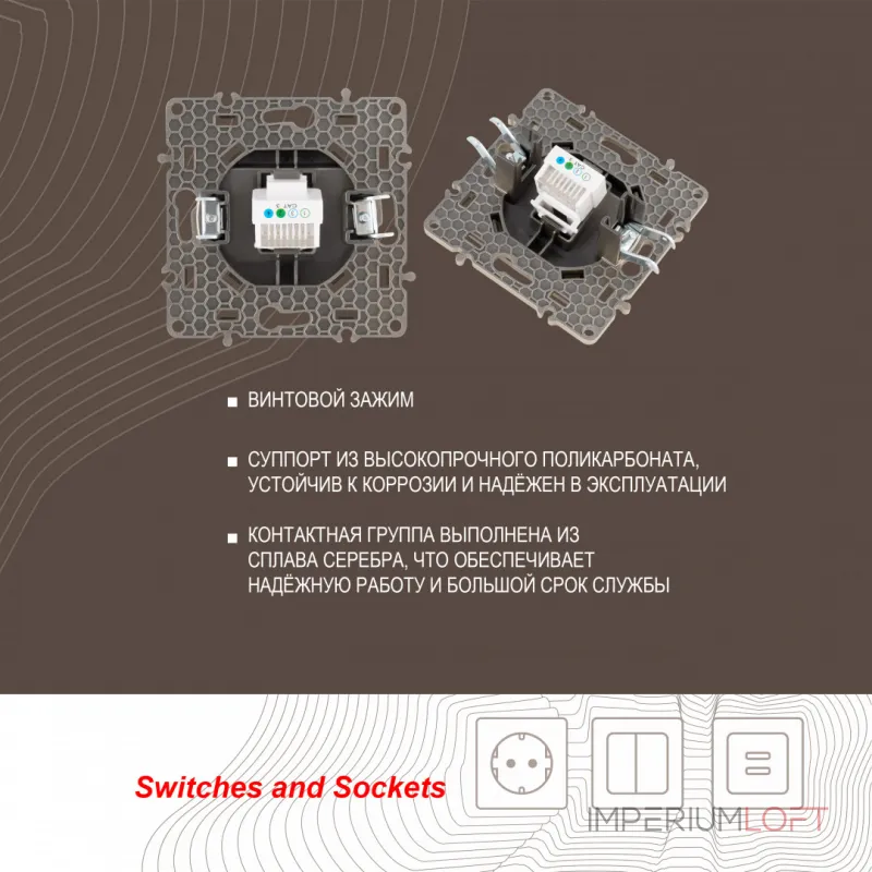 Розетка телефонная, RJ11 217.51-1.shampan от ImperiumLoft
