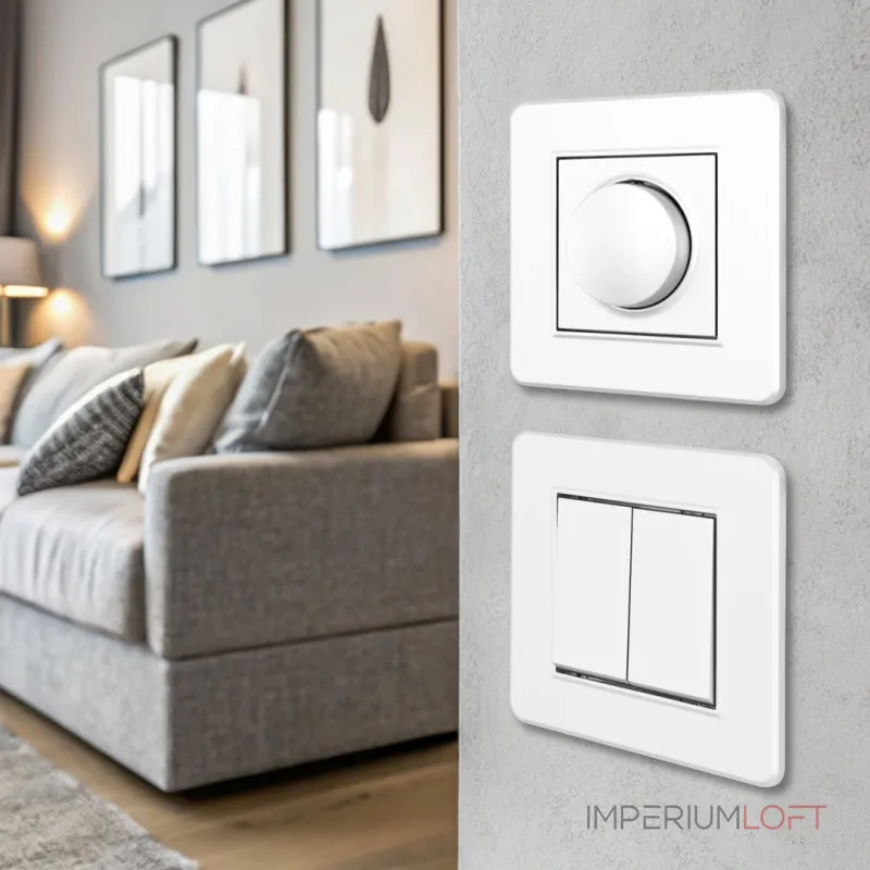 Выключатель двухклавишный с рамкой Arte Milano SET16-1-30-2 white от ImperiumLoft