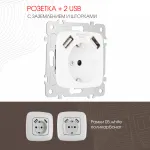 Розетка с заземлением, шторками + 2 USB, 16A 250V, USB DC 5V 2.1A 205.47-1.white от ImperiumLoft