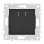 Выключатель двухклавишный проходной (на 2 направления) с подсветкой, 10AX 250V 203.33-2.black от ImperiumLoft