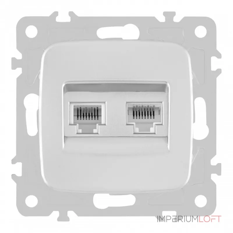 Розетка телефонная RJ11 + компьютерная RJ45 205.44-1.silver от ImperiumLoft