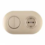 Выключатель круглый двухклавишный с розеткой, заземлением, шторками Arte Milano SET08-2-40-1-30-2 shampan от ImperiumLoft