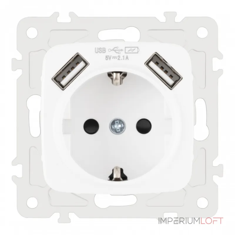 Розетка с заземлением, шторками + 2 USB, 16A 250V, USB DC 5V 2.1A 205.47-1.white от ImperiumLoft Розетка с заземлением, шторками + 2 USB, 16A 250V, USB DC 5V 2.1A 205.47-1.white от ImperiumLoft
