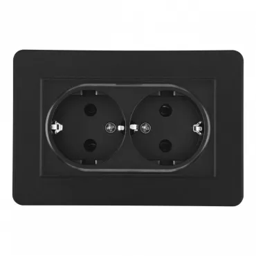Розетка двойная с заземлением и шторками Arte Milano SET16-double-40-2 black Розетка двойная с заземлением и шторками Arte Milano SET16-double-40-2 black