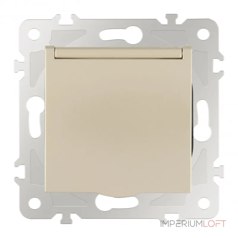 Розетка с заземлением, шторками и защитной крышкой, 16A 250V 203.41-1.shampan от ImperiumLoft