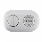 Выключатель круглый двухклавишный с розеткой, заземлением, шторками Arte Milano SET08-2-40-1-30-2 silver от ImperiumLoft