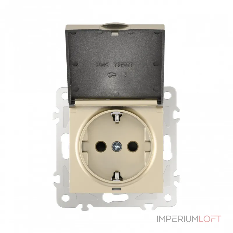 Розетка с заземлением, шторками и защитной крышкой, 16A 250V 206.41-1.shampan от ImperiumLoft