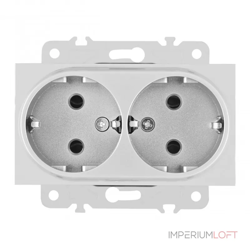 Розетка двойная с заземлением, 16A 250V 203.40-2.silver от ImperiumLoft Розетка двойная с заземлением, 16A 250V 203.40-2.silver от ImperiumLoft