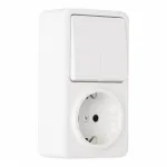 Розетка с заземлением и шторками + выключатель двухклавишный, 10AX 250V, 16A 250V 310.53-1.white от ImperiumLoft