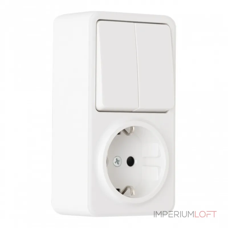 Розетка с заземлением и шторками + выключатель двухклавишный, 10AX 250V, 16A 250V 310.53-1.white от ImperiumLoft Розетка с заземлением и шторками + выключатель двухклавишный, 10AX 250V, 16A 250V 310.53-1.white от ImperiumLoft