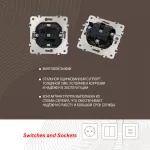 Розетка с заземлением, шторками и защитной крышкой, 16A 250V 203.41-1.shampan от ImperiumLoft