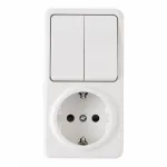 Розетка с заземлением и шторками + выключатель двухклавишный, 10AX 250V, 16A 250V 310.53-1.white от ImperiumLoft